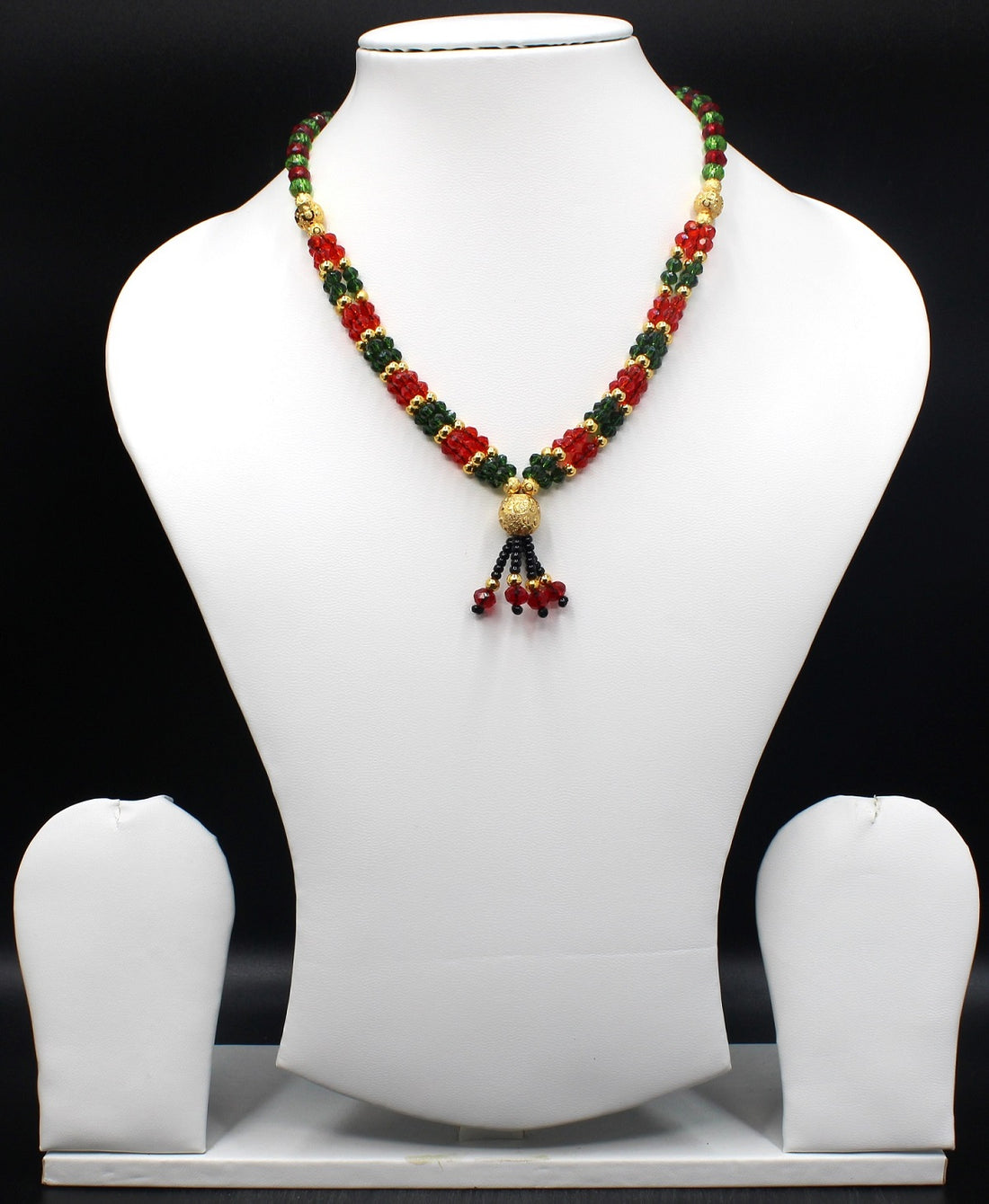 Traditional Multicolor Beaded Necklace with Golden Detailing – Festive & Wedding Jewellery for Women