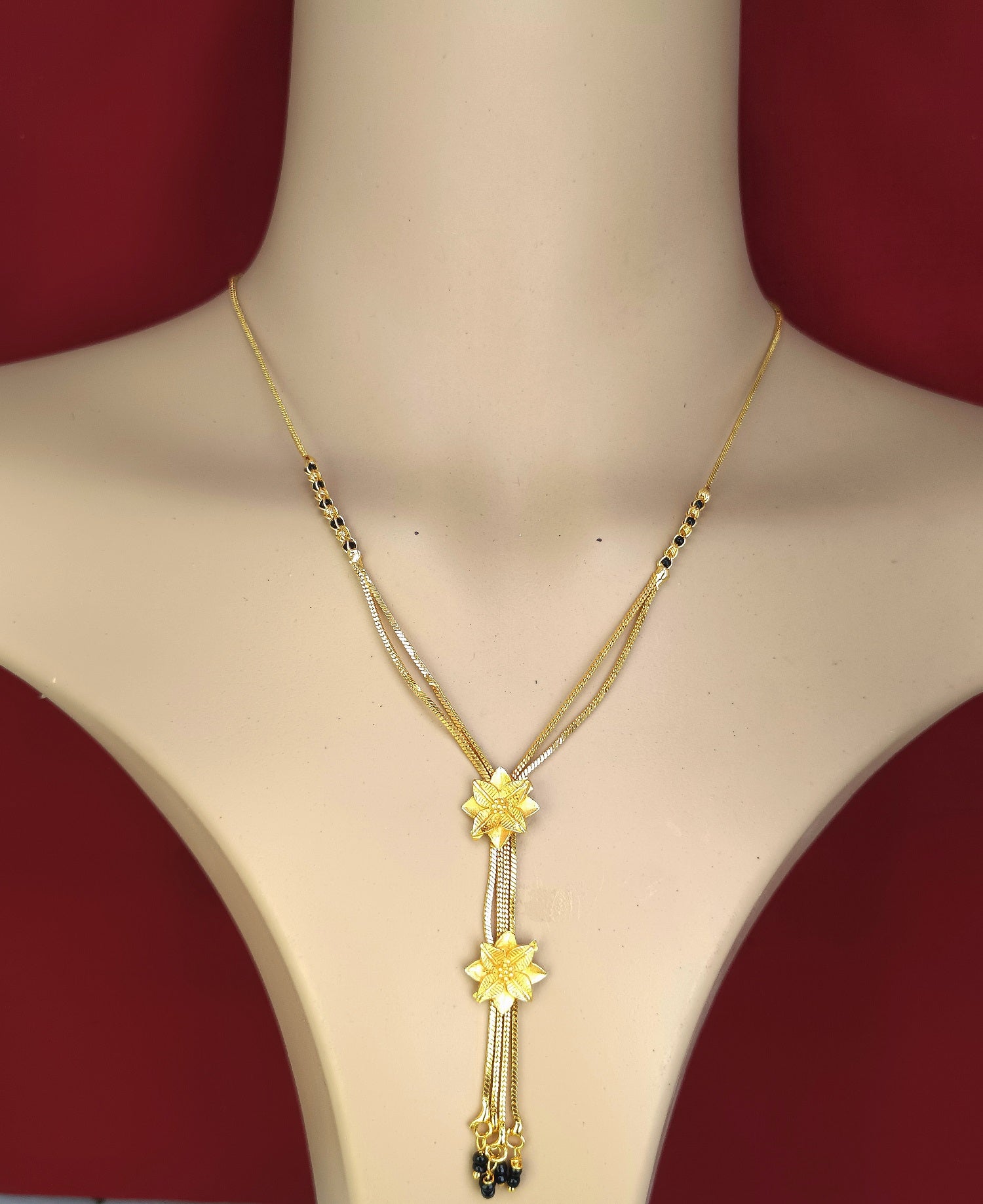 Delicate Dual Drop Gold-Plated Mangalsutra – Lightweight & Elegant Daily Wear Design