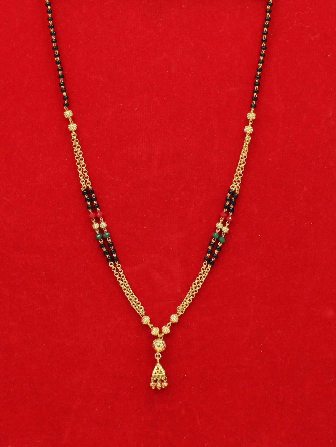 Elegant Dual Chain Gold Plated Mangalsutra with Color Beads – Traditional Charm for Modern Women 💛