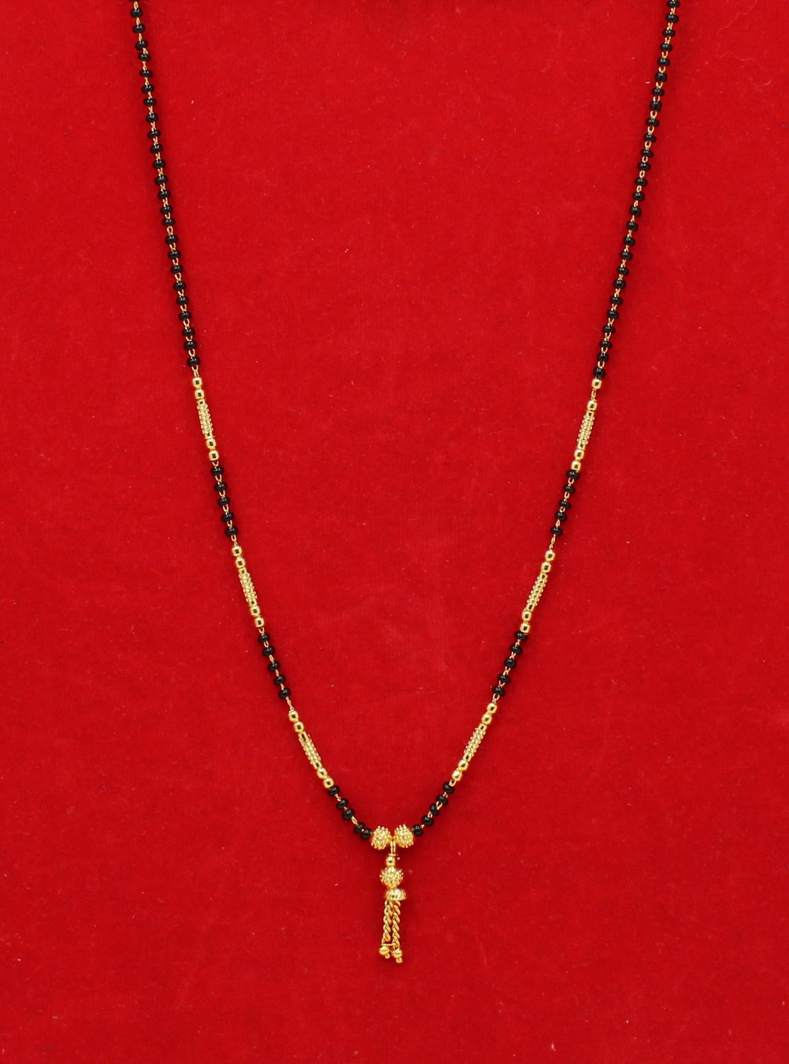 Simple Daily Wear Gold Plated Black Bead Mangalsutra with Elegant Hanging Pendant – Lightweight & Stylish 💛