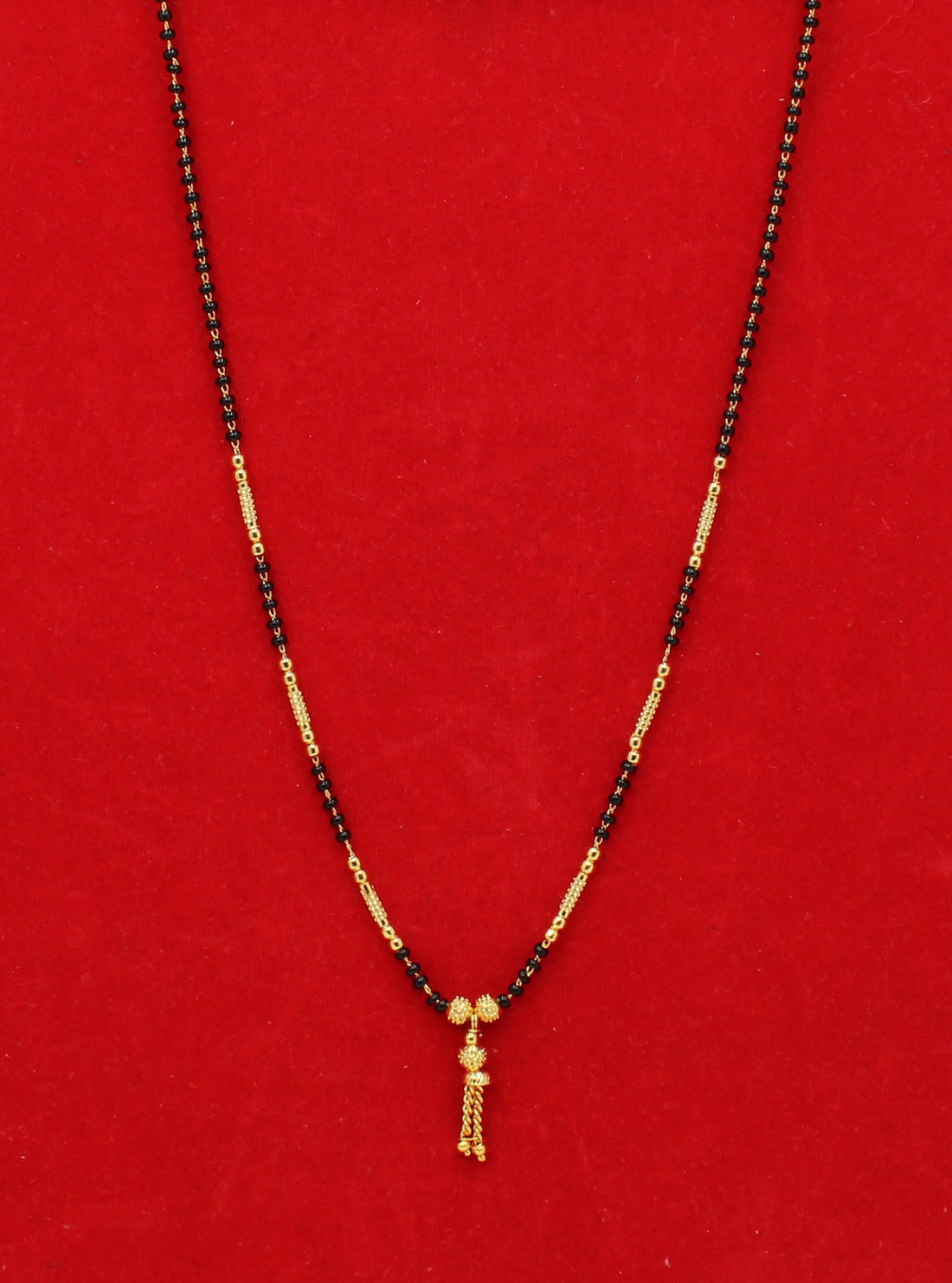 Simple Daily Wear Gold Plated Black Bead Mangalsutra with Elegant Hanging Pendant – Lightweight & Stylish 💛