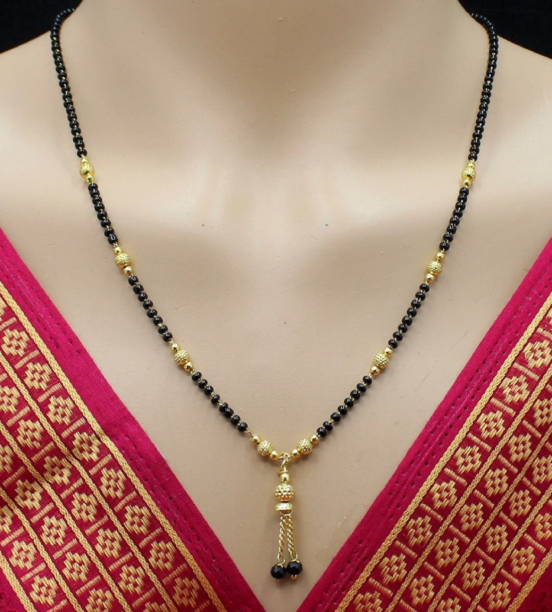 Gold Plated Daily Wear Mangalsutra with Hanging Bead Tassel – Elegant & Lightweight Traditional Design 💛