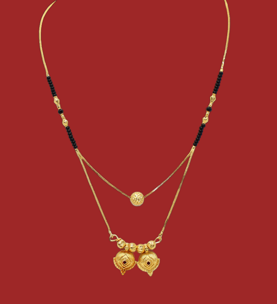 Royal Double Layer Gold-Plated Mangalsutra – Traditional Heart Dome Design 💛