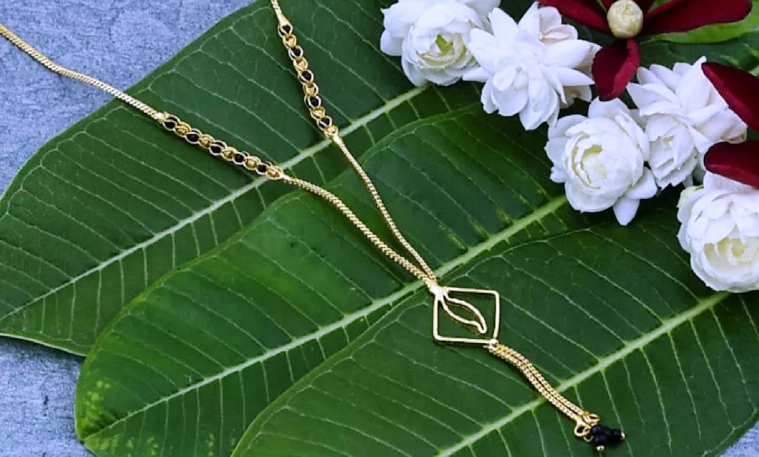 Geometric Diamond Pendant Gold-Plated Mangalsutra – Modern Minimal Daily Wear Design