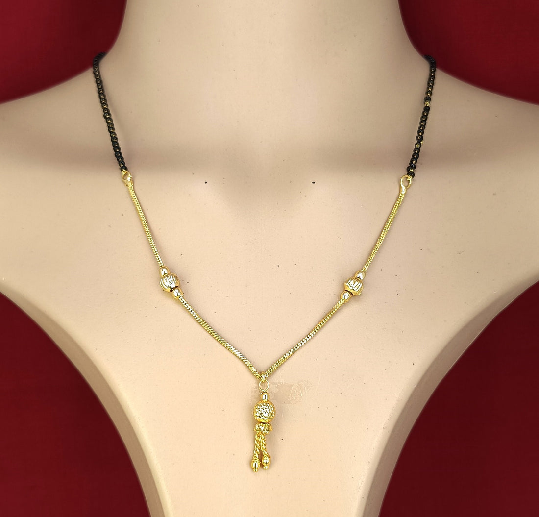 Modern Daily Wear Gold Plated Mangalsutra 💛 | Minimal Black Bead Chain for Elegant Look