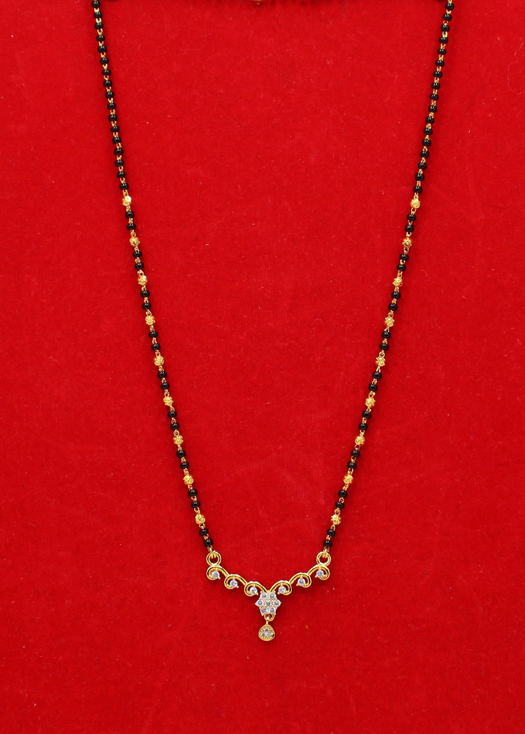 Sparkling Diamond Drop Mangalsutra – Elegant Gold-Plated Daily Wear 💎