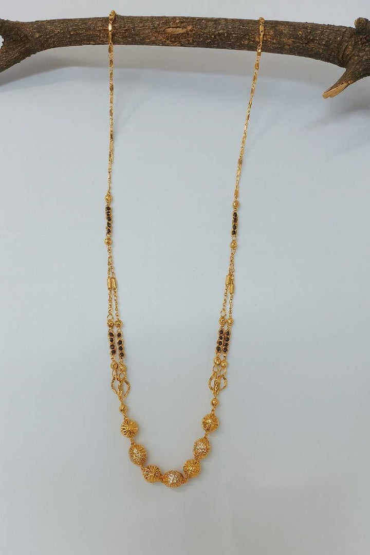Elegant Dual-Tone Gold-Plated Daily Wear Mangalsutra – Modern Minimal Bead Design