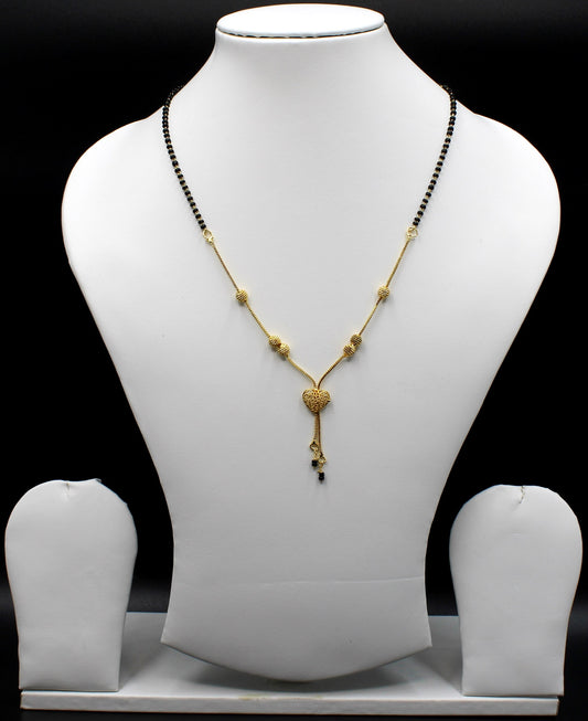 Heart Charm Gold Plated Mangalsutra – Modern Symbol of Eternal Love 💛