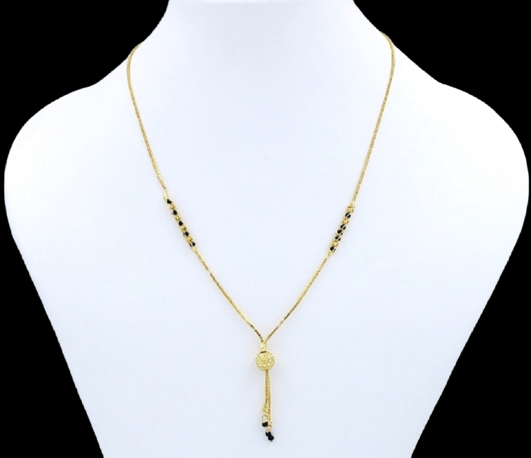 Stylish Daily Wear Gold Plated Mangalsutra with Black Bead Detailing – Minimal &