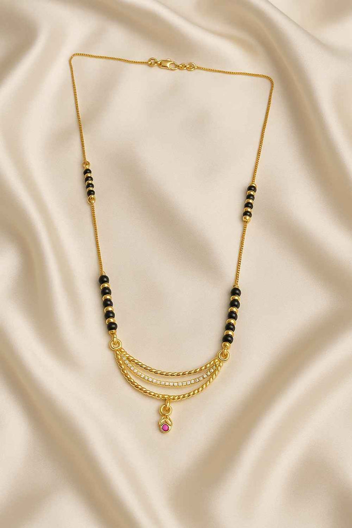 Classic Daily Wear Mangalsutra Chain with Minimal Pendant – Elegant Gold-Plated Design for Modern Women
