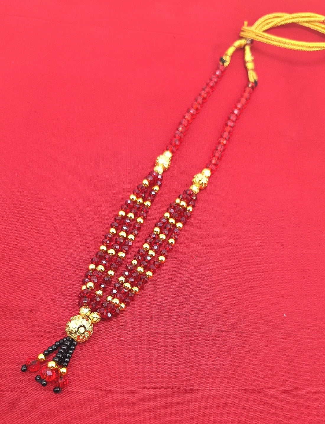 Classic Red & Gold Beaded Mangalsutra Necklace – Handcrafted Traditional Jewellery for Everyday Elegance