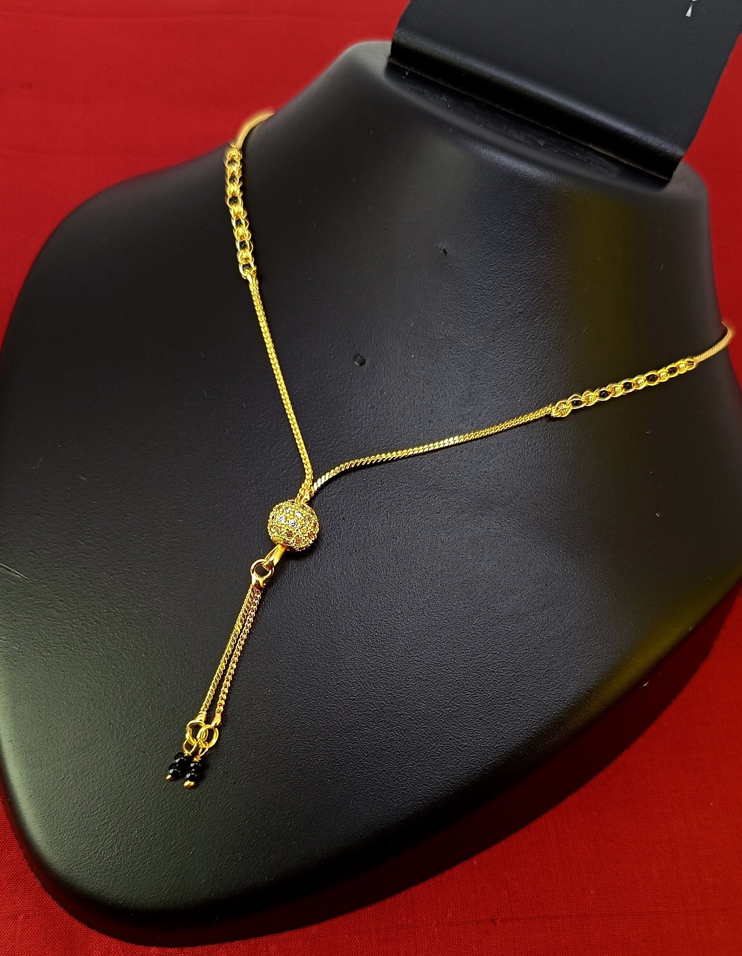 Classic Daily Wear Gold-Plated Mangalsutra with Bead Drop Pendant – Simple & Elegant Design