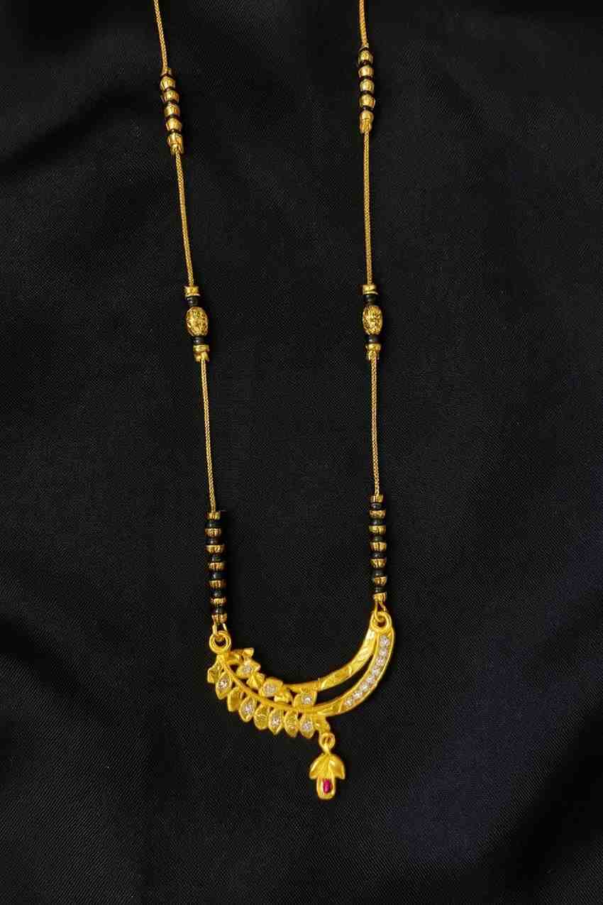 Gold-Plated Daily Wear Mangalsutra – Classic Black Beads with Designer Ball Pendant