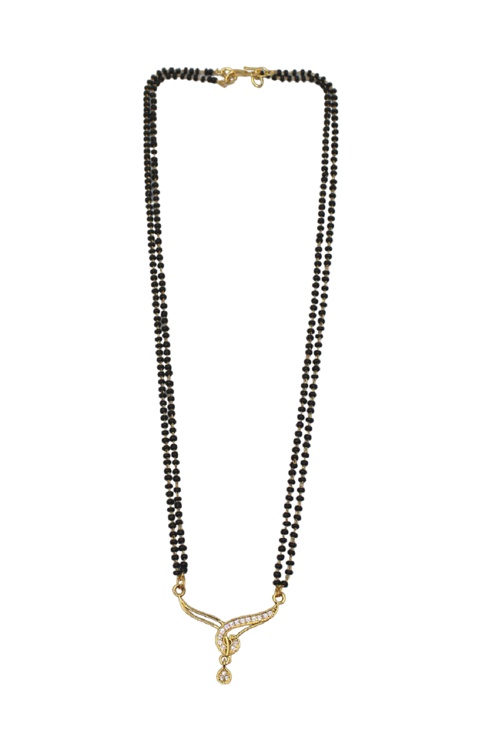 Classic Double-Line Mangalsutra with Gold-Plated CZ Pendant