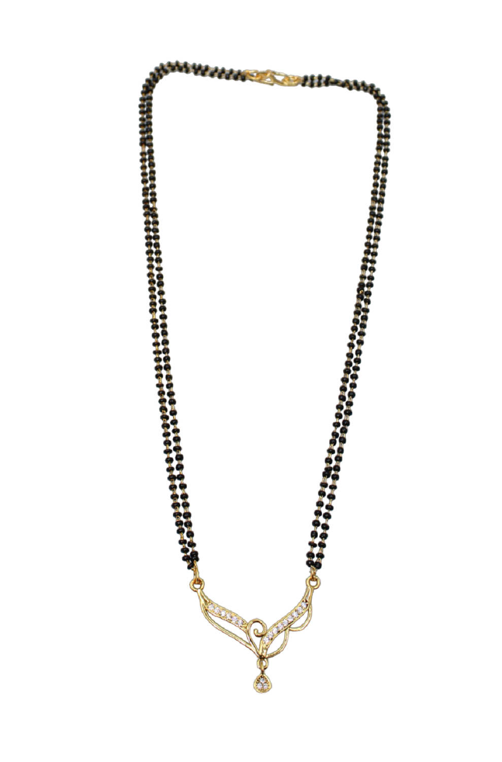 Elegant Double-Line Mangalsutra with Designer Gold-Plated Pendant