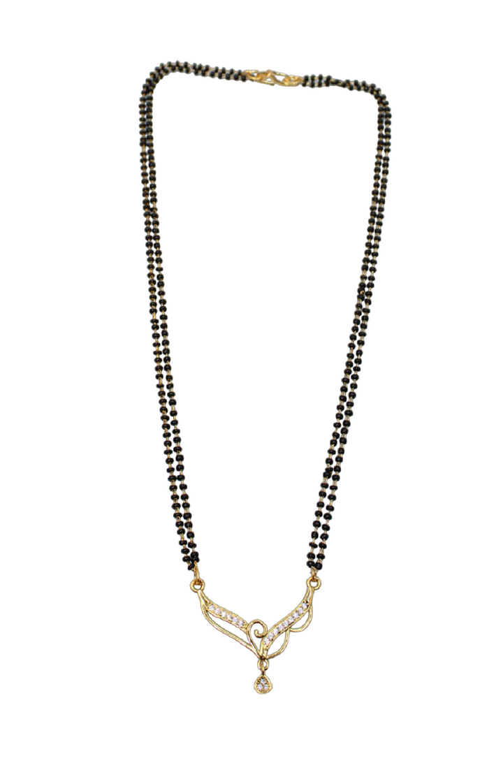 Elegant Double-Line Mangalsutra with Designer Gold-Plated Pendant