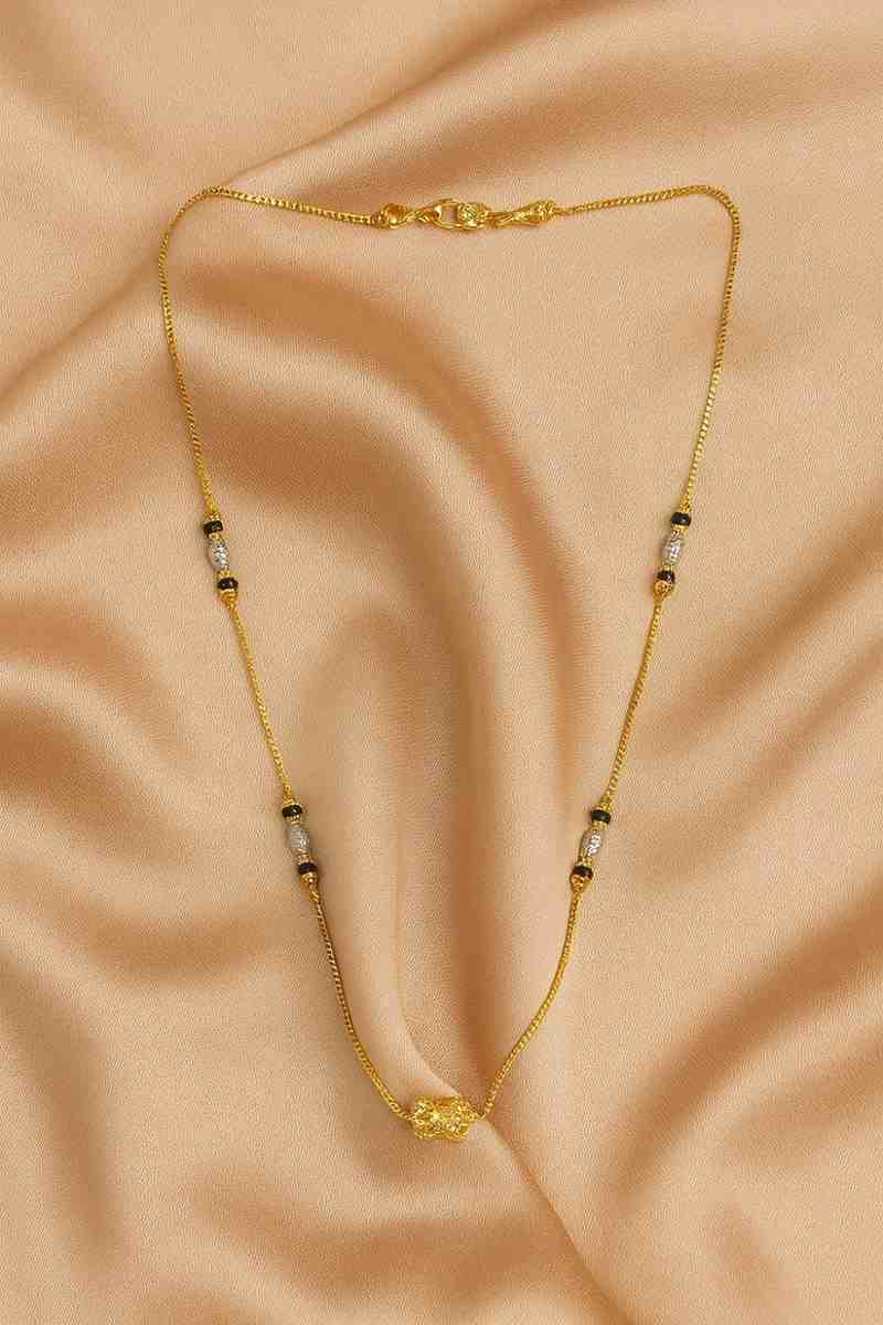 Minimal Gold-Plated Daily Wear Mangalsutra with Beaded Detailing – Elegant Lightweight Design for Modern Women