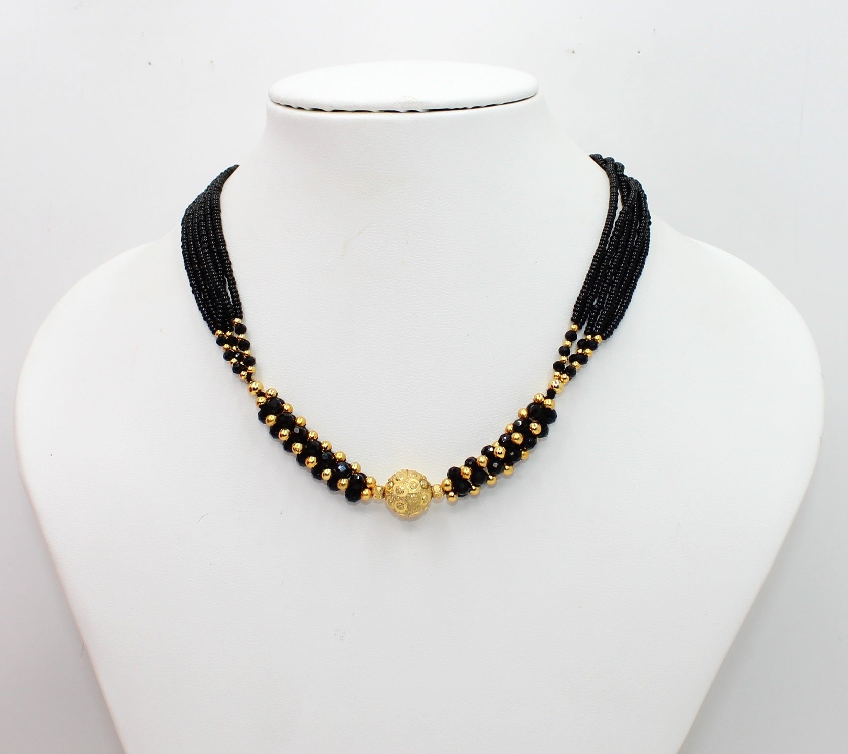 Classic Black Bead Choker Mangalsutra – 1 Gram Gold Plated Minimal Design for Everyday Elegance ✨