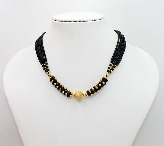 Classic Black Bead Choker Mangalsutra – 1 Gram Gold Plated Minimal Design for Everyday Elegance ✨