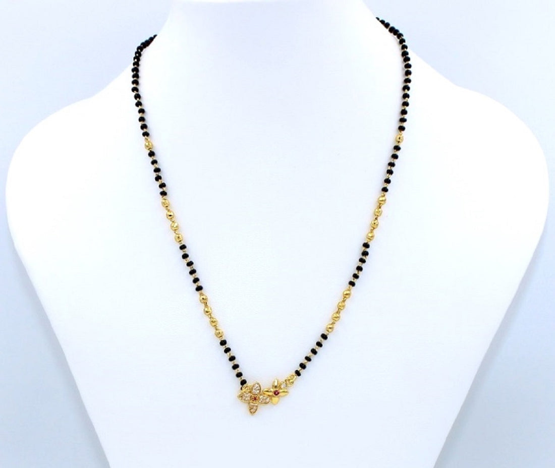 Floral Stone Design Gold Plated Mangalsutra for Women – Elegant Daily Wear 🌸✨