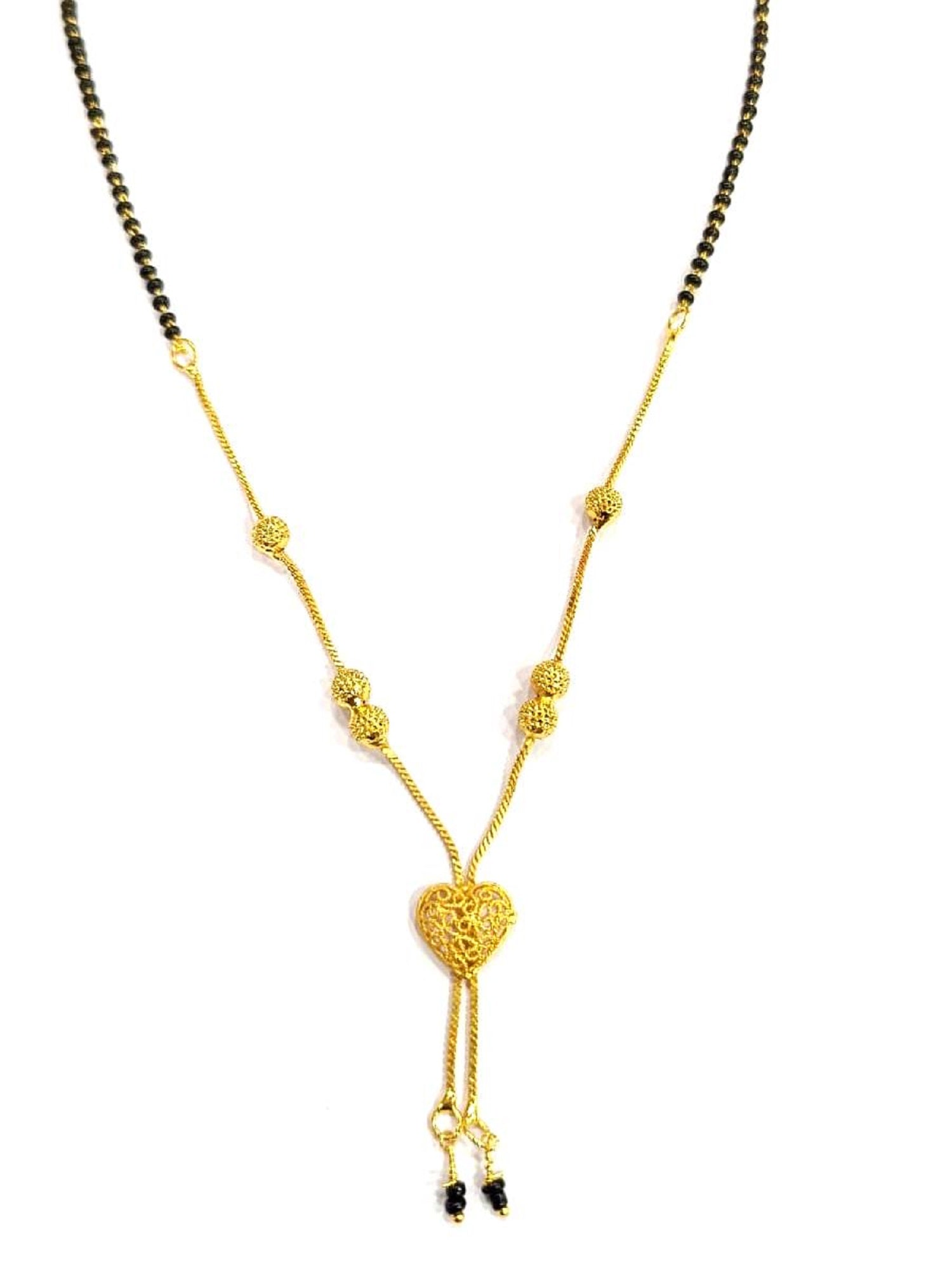 Heart Charm Gold Plated Mangalsutra – Modern Symbol of Eternal Love 💛