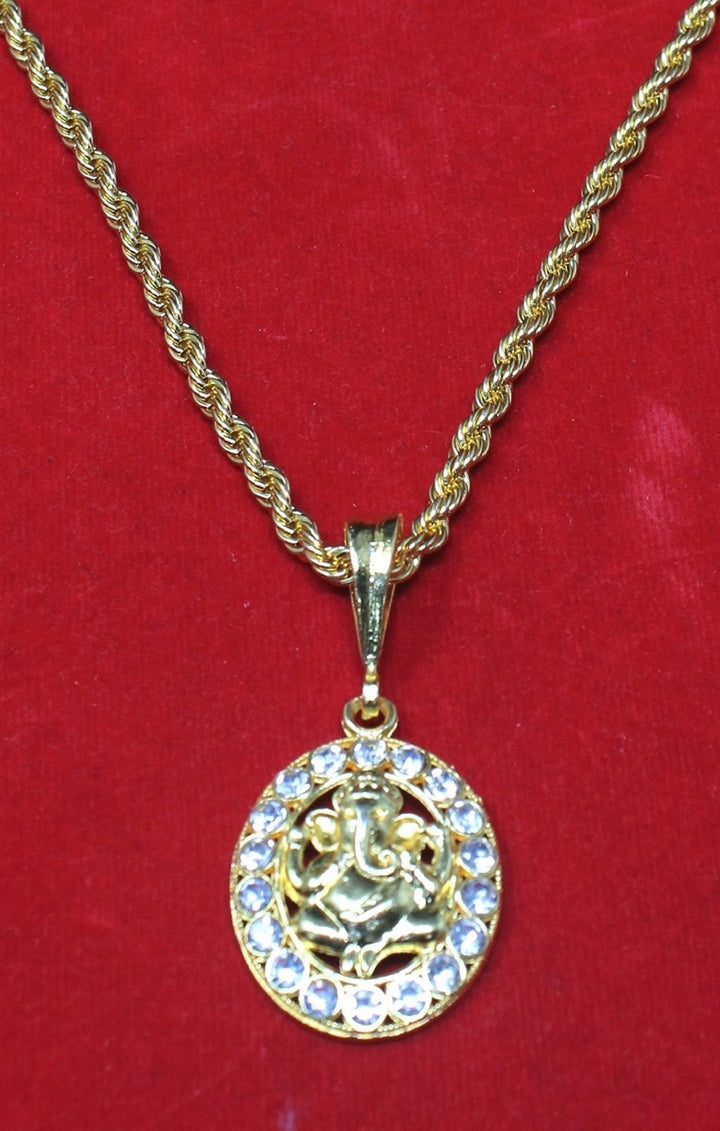 soni jewellery Gold plated chain with pendant necklace jewelry set for men