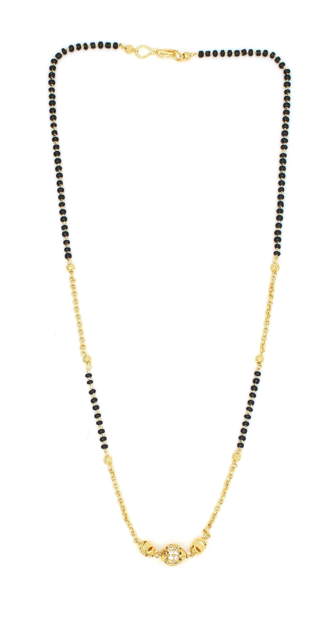 Elegant Gold Plated Daily Wear Mangalsutra with Crystal Bead Centerpiece ✨