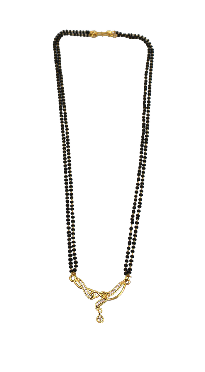 Stylish Double-Line Mangalsutra with Gold-Plated Pendant & CZ Drop
