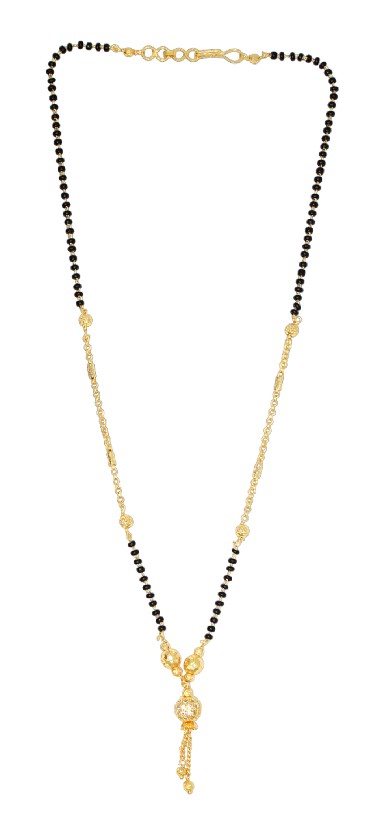 Elegant CZ Pendant Daily Wear Mangalsutra 💛 | Gold Plated Black Bead Chain for Women