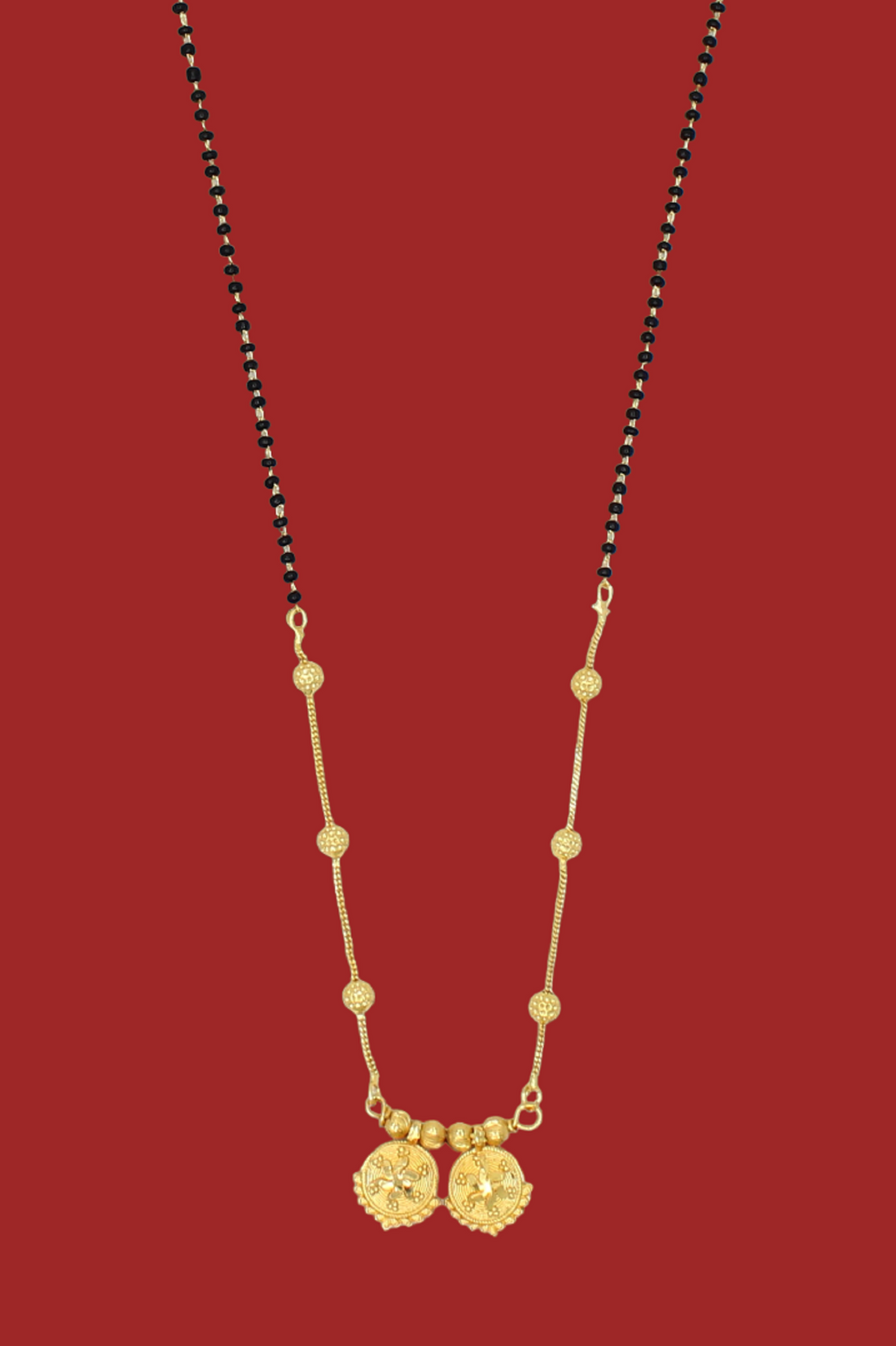 Traditional Gold-Plated Lakshmi Pendant Mangalsutra – A Symbol of Prosperity & Grace 💛