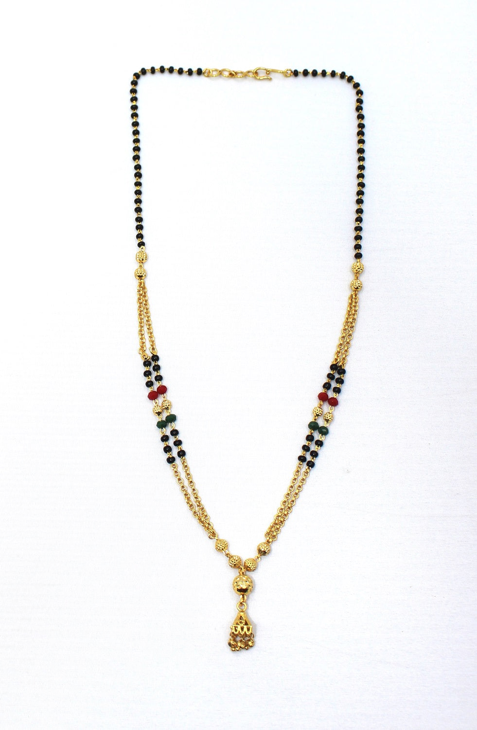 Elegant Dual Chain Gold Plated Mangalsutra with Color Beads – Traditional Charm for Modern Women 💛