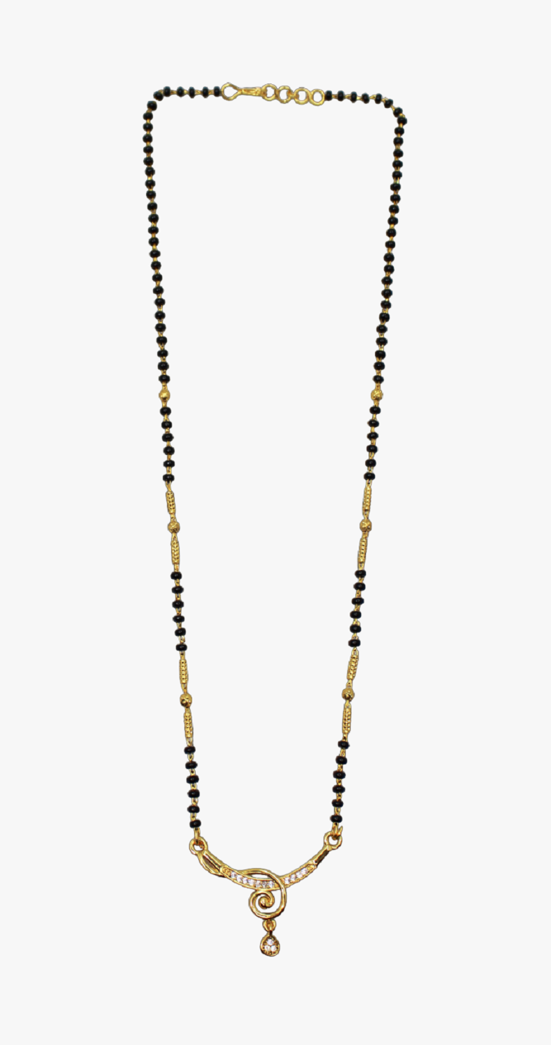 Stylish Gold-Plated Black Bead Mangalsutra with Elegant CZ Pendant – Perfect Daily Wear