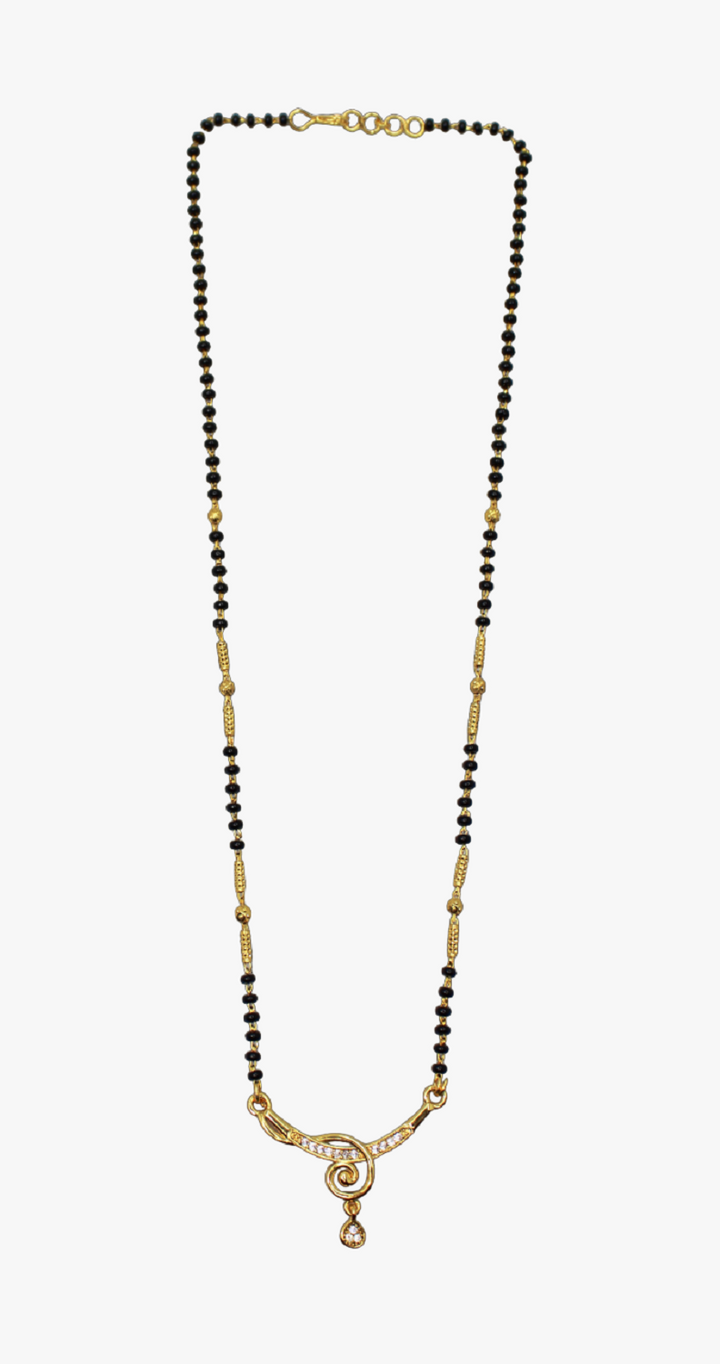 Stylish Gold-Plated Black Bead Mangalsutra with Elegant CZ Pendant – Perfect Daily Wear