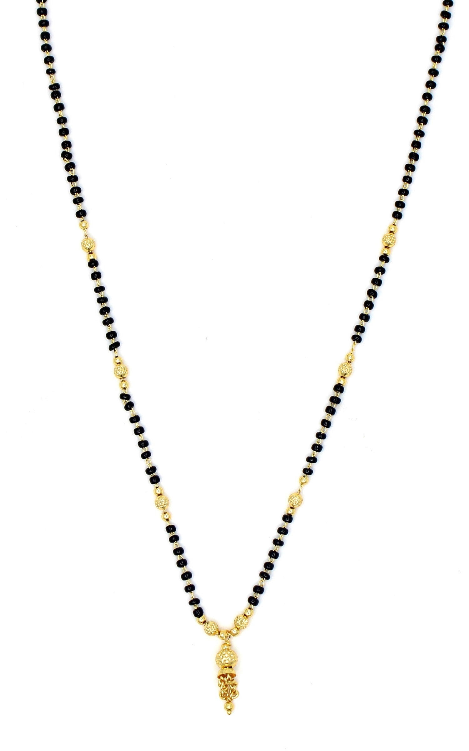 Premium Daily Wear Gold Plated Mangalsutra 💛 | Lightweight Black Bead Chain with Elegant Drop Pendant