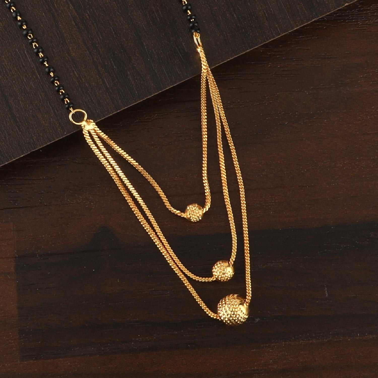 Triple Layer Gold Plated Mangalsutra 💛 | Stylish Lightweight Daily Wear Design