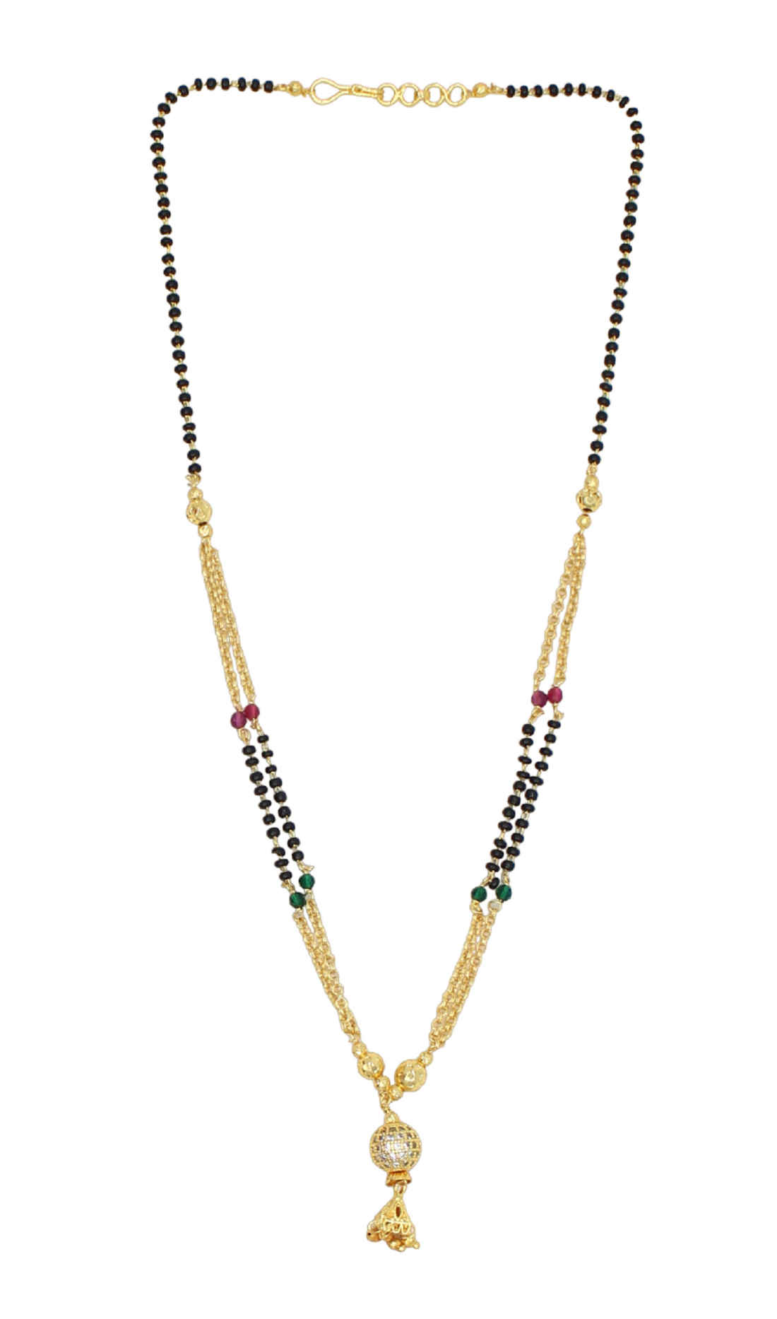 Premium Double Chain CZ Pendant Mangalsutra 💫 | Gold Plated Daily Wear Design with Color Beads