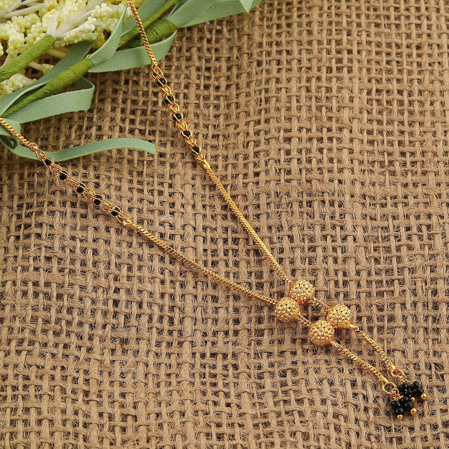 Stylish Double Bead Gold Plated Mangalsutra – Modern Minimalist Design for Everyday Elegance 💛