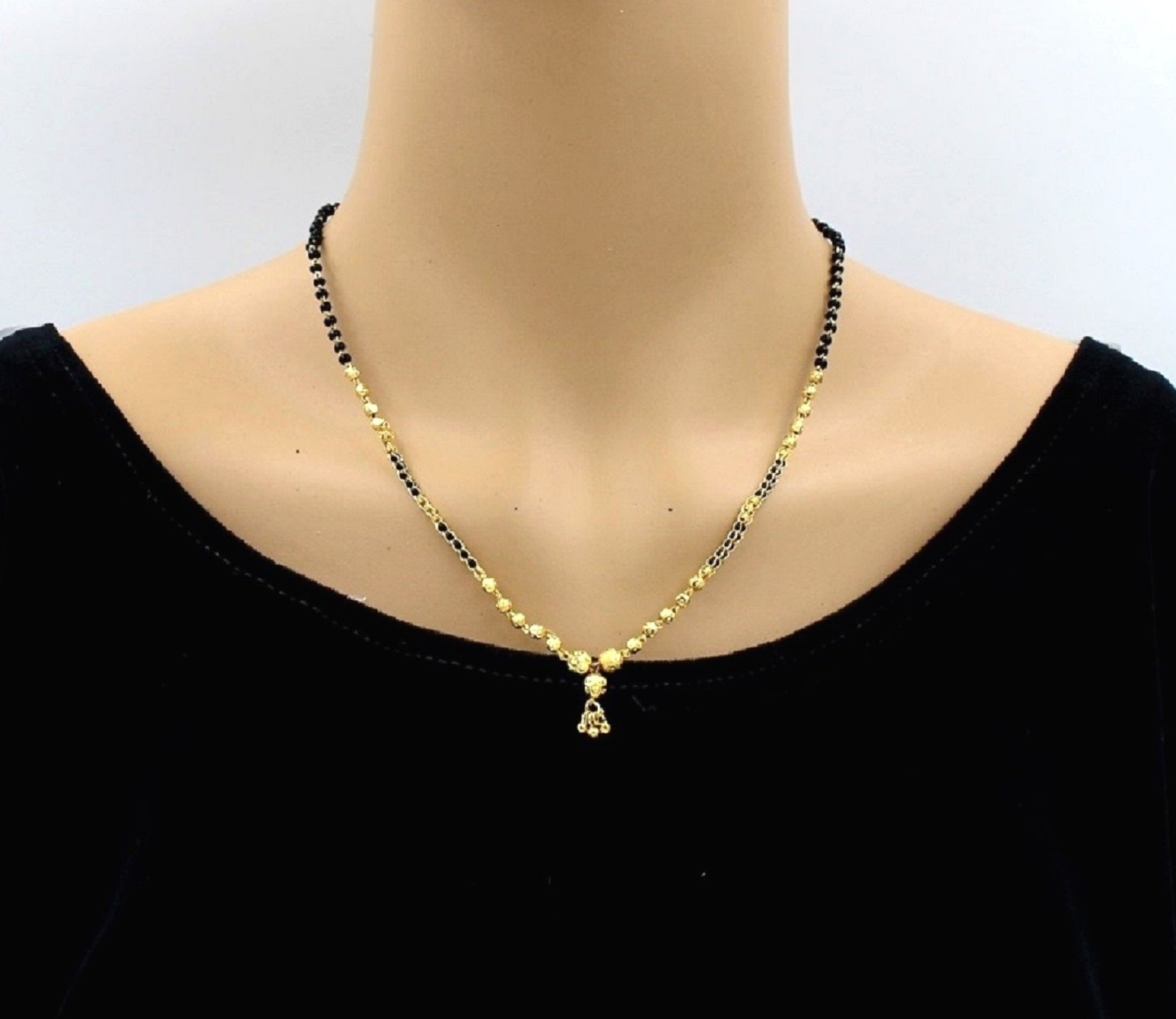 Traditional Gold Plated Mangalsutra with Black Beads – Elegant Daily Wear Design ✨