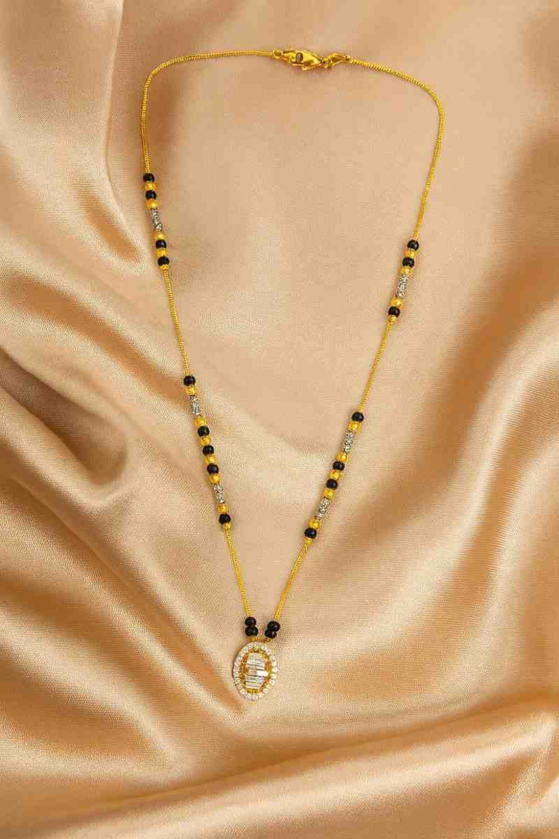 Traditional Pearl Drop Mangalsutra with Gold-Plated Pendant – Elegant Daily Wear Design for Modern Women
