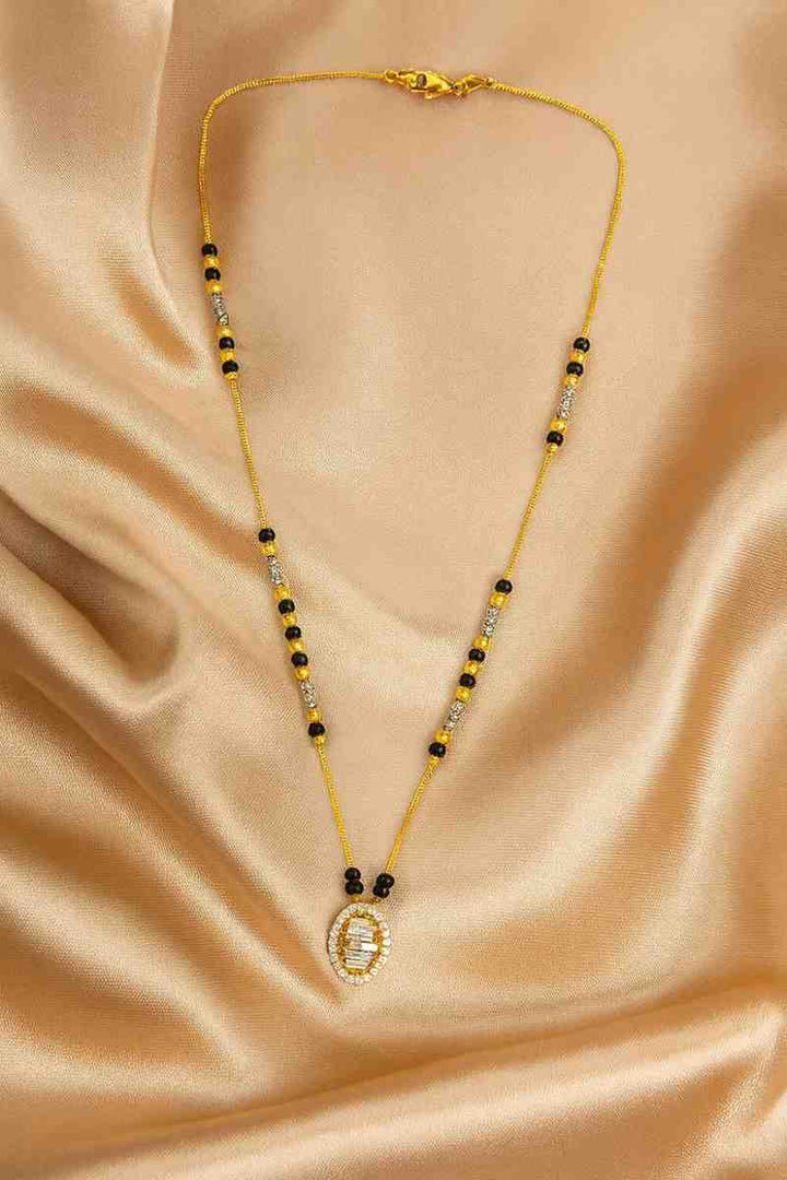 Traditional Pearl Drop Mangalsutra with Gold-Plated Pendant – Elegant Daily Wear Design for Modern Women