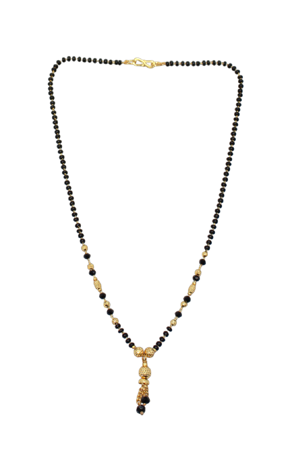 Traditional Gold Plated Daily Wear Mangalsutra with Black Beads & Hanging Tassel – Lightweight & Elegant 💛