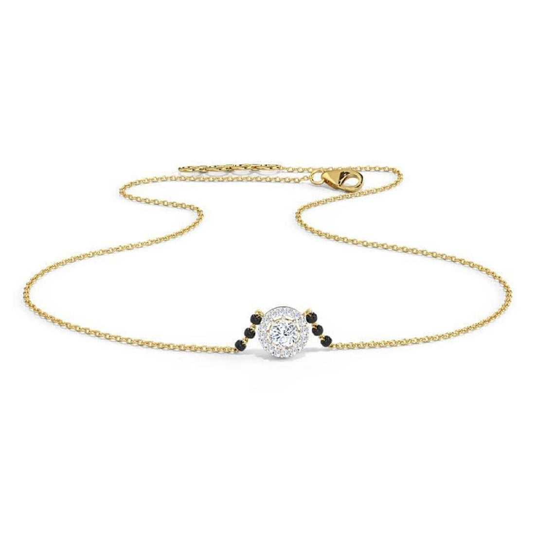 Elegant Solitaire Diamond-Style Mangalsutra with Halo Pendant for women