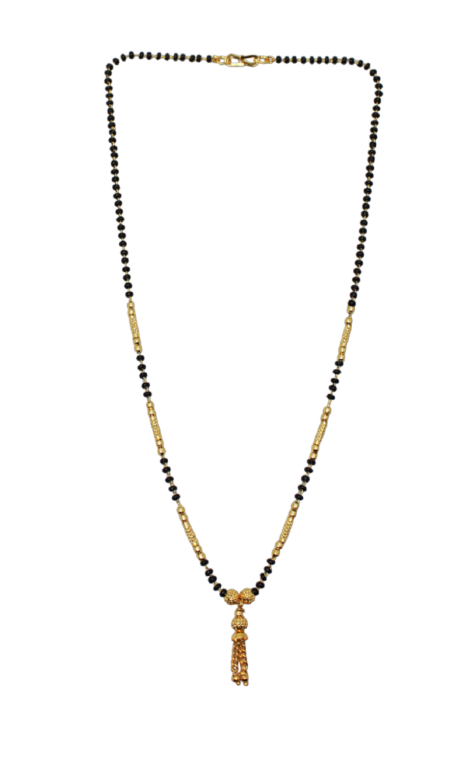 Simple Daily Wear Gold Plated Black Bead Mangalsutra with Elegant Hanging Pendant – Lightweight & Stylish 💛
