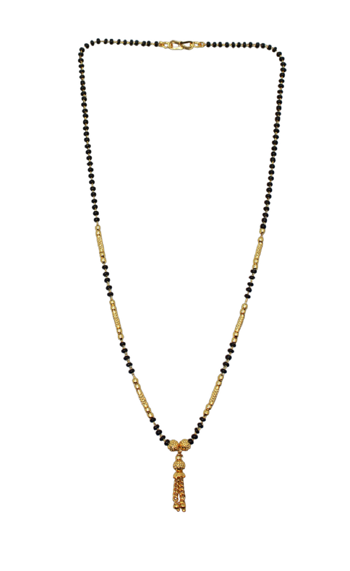 Simple Daily Wear Gold Plated Black Bead Mangalsutra with Elegant Hanging Pendant – Lightweight & Stylish 💛