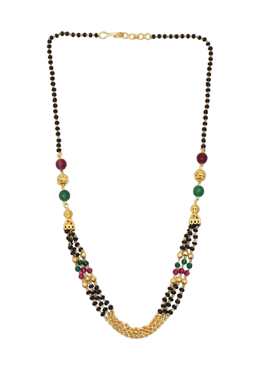Multicolour Beaded Gold Plated Double Chain Mangalsutra – Elegant Daily Wear Traditional Design 💛
