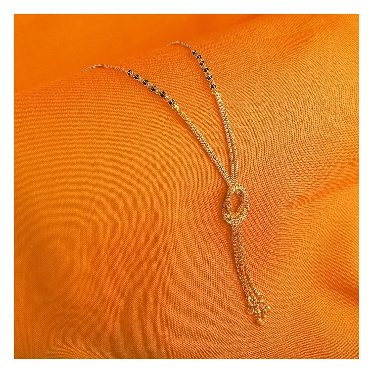 Elegant Double Chain Knot Design Gold Plated Mangalsutra for Women 💛