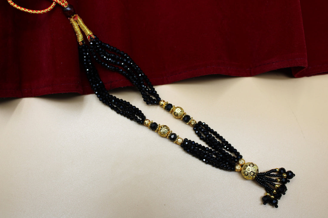 Traditional Double-Layer Black Bead Mangalsutra with Gold-Plated Pendant – Elegant & Timeless Look 💛