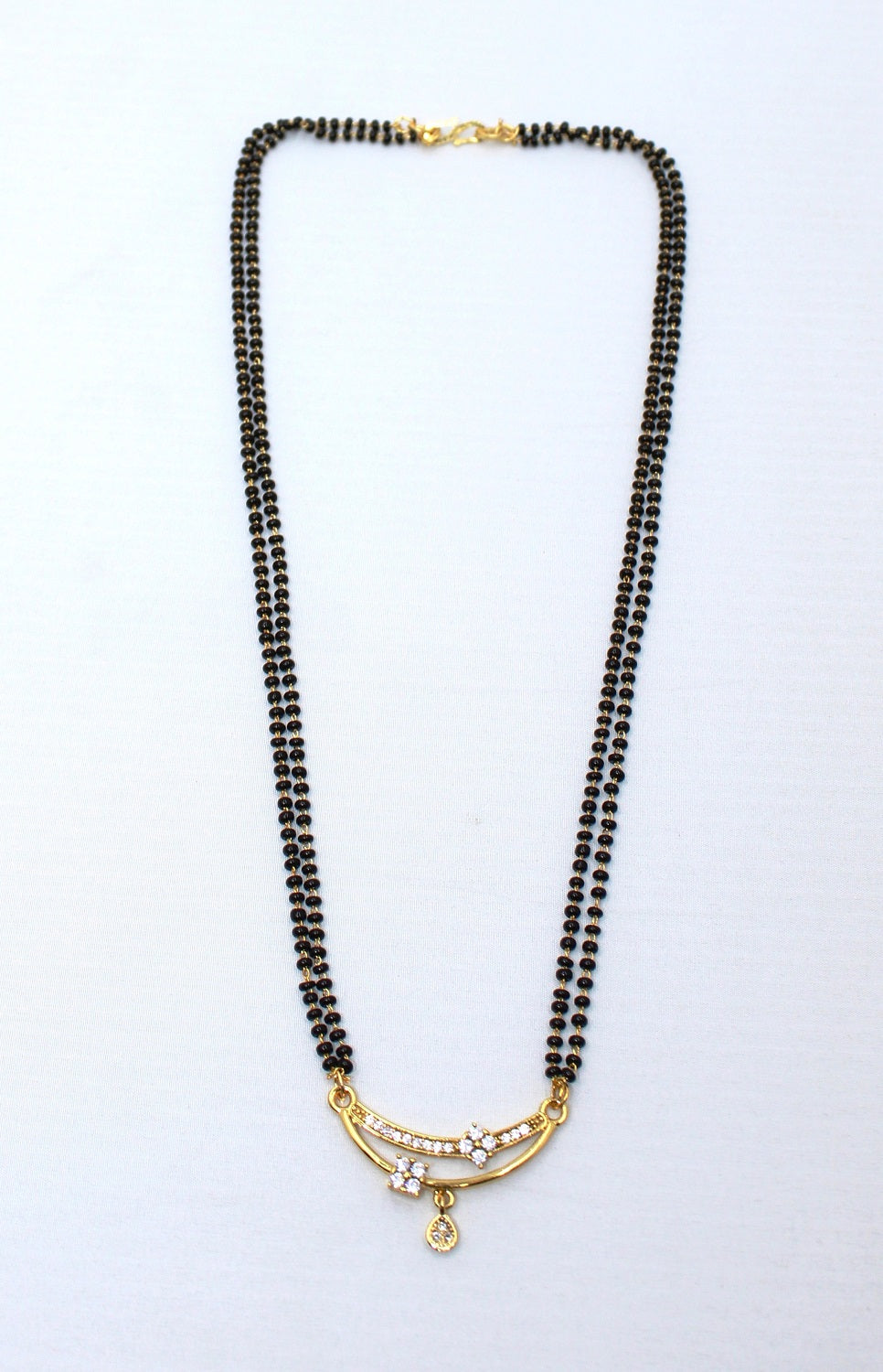 Stylish Double-Line Mangalsutra with CZ Stone Floral Pendant