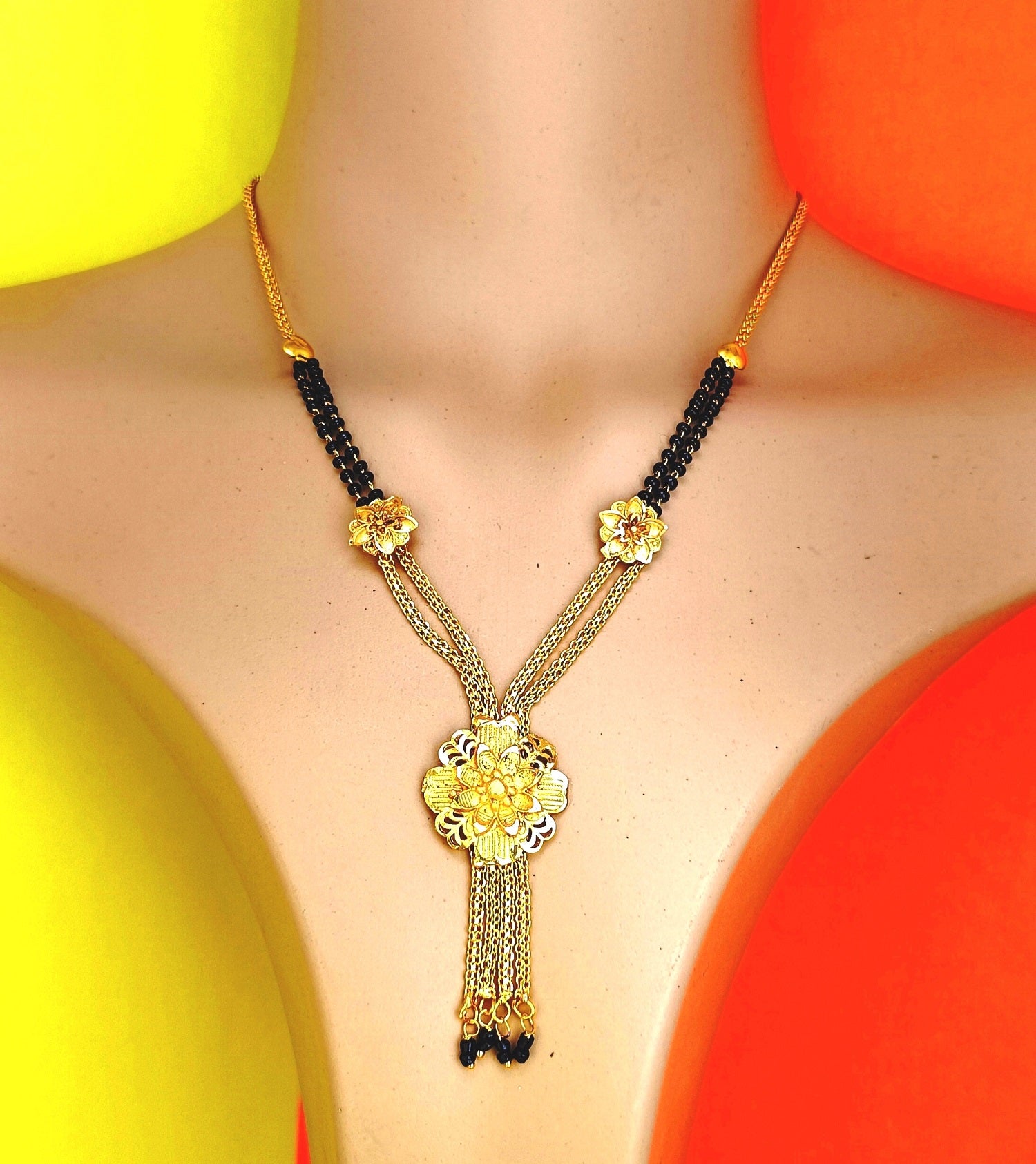 Grand Floral Design Gold Plated Long Mangalsutra for Women 🌸 | Premium Traditional Wear