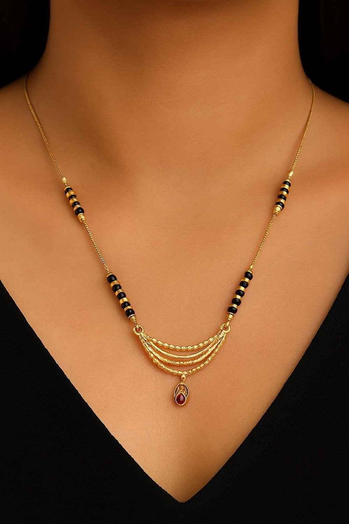 Classic Daily Wear Mangalsutra Chain with Minimal Pendant – Elegant Gold-Plated Design for Modern Women